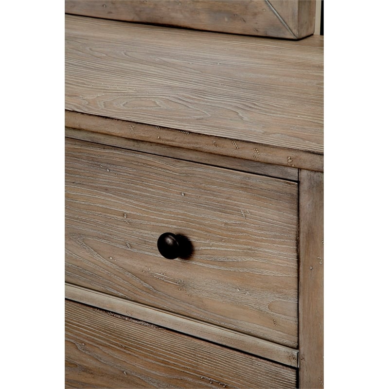 Origins by Alpine Classic Wood 6 Drawer Dresser in Natural Gray
