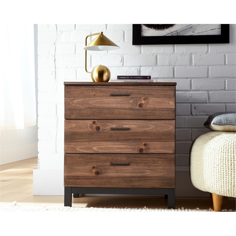Origins by Alpine Weston Wood Small 3 Drawer Accent Chest in Rustic Pine