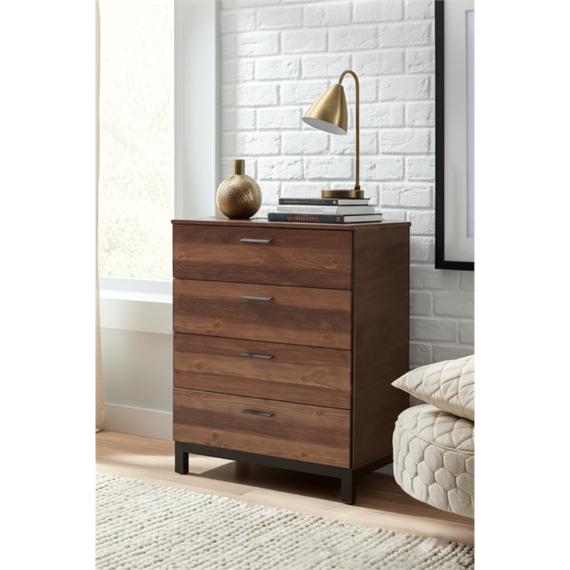 Origins by Alpine Weston Wood 4 Drawer Chest in Rustic Pine