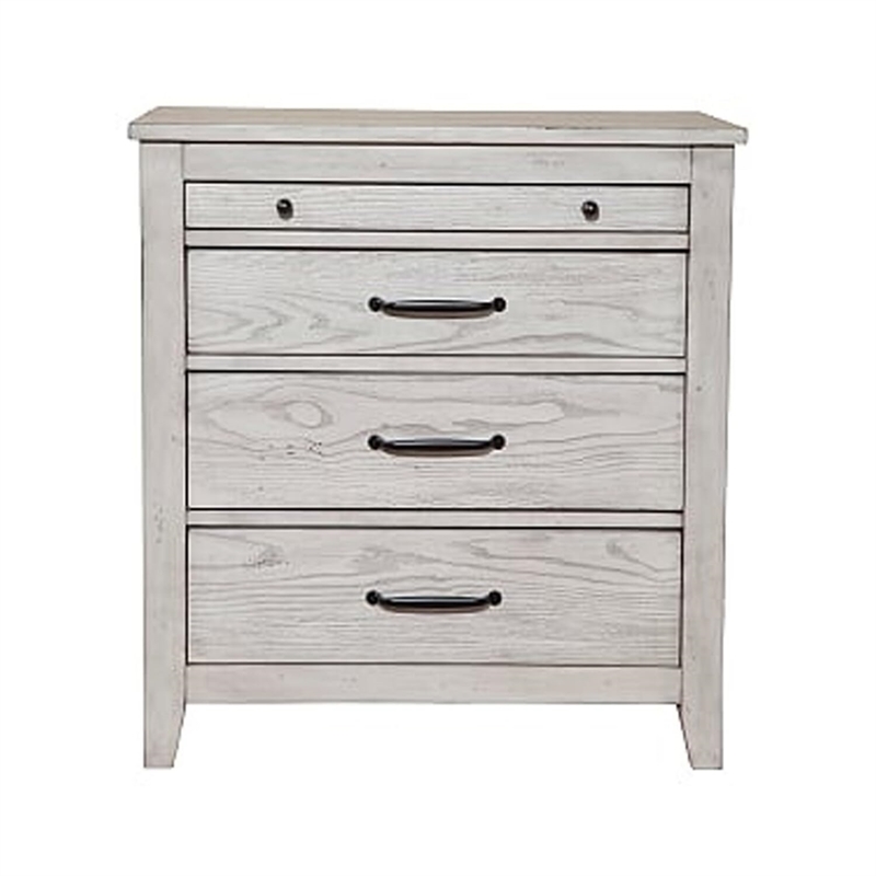Origins by Alpine Aria Wood 3 Drawer Nightstand in Weathered Light Gray