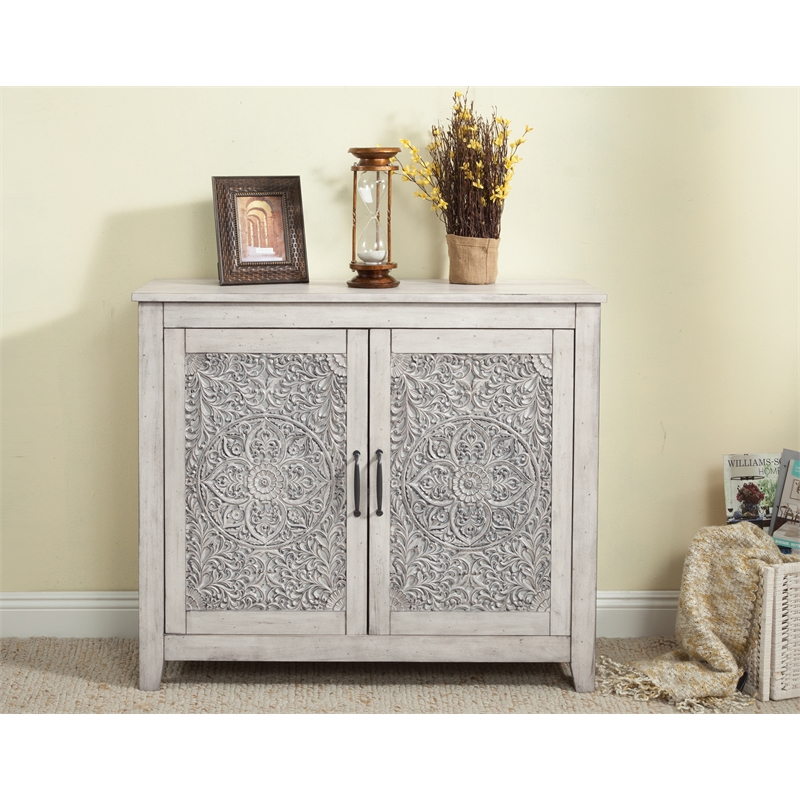 Origins by Alpine Aria Small Wood Accent Chest in Weathered Light Gray