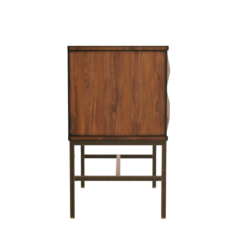 Origins by Alpine Trig Wood 2 Drawer Nightstand in Antique Brown