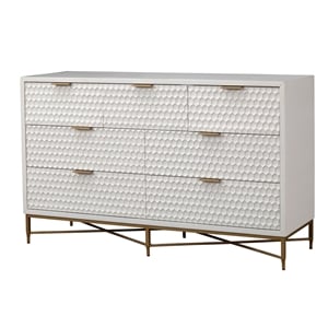 Origins by Alpine White Pearl Wood 7 Drawer Dresser in White