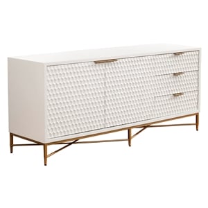 Origins by Alpine White Pearl Wood 64&quot Wide TV Console in White