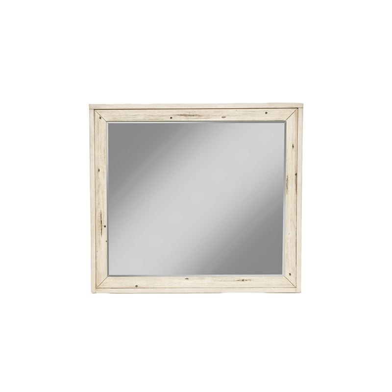 Origins by Alpine Malibu Wood Mirror in Distressed White