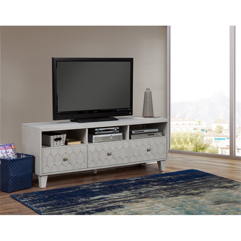 Origins by Alpine Denver Wood TV Console in Light Gray