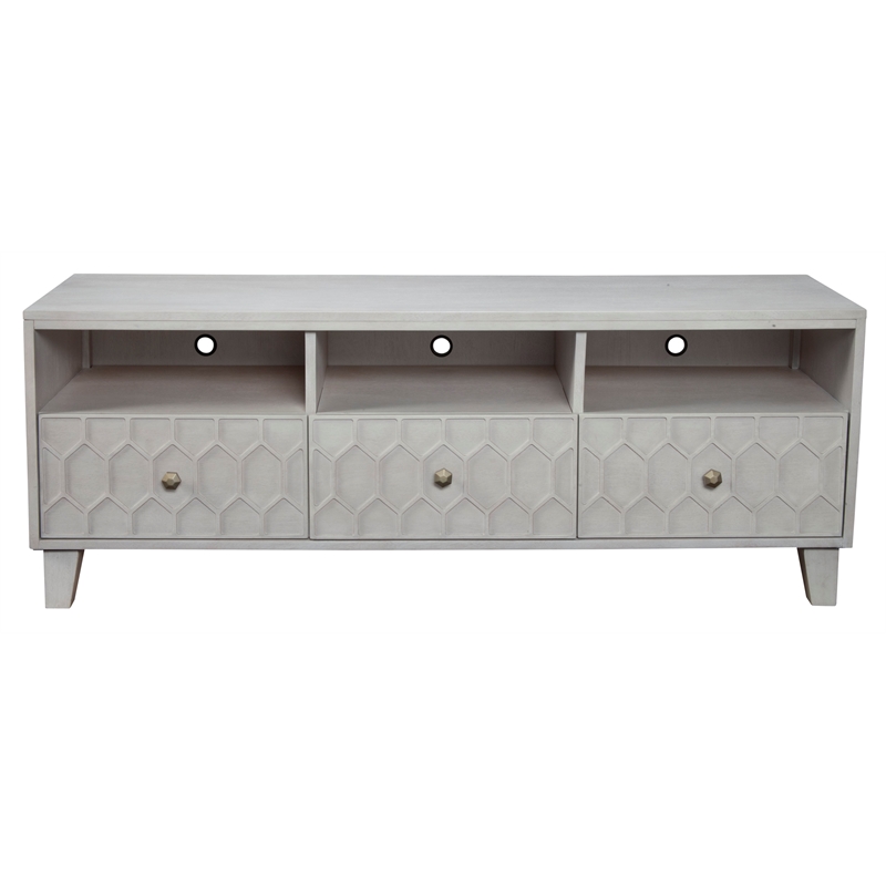 Origins by Alpine Denver Wood TV Console in Light Gray