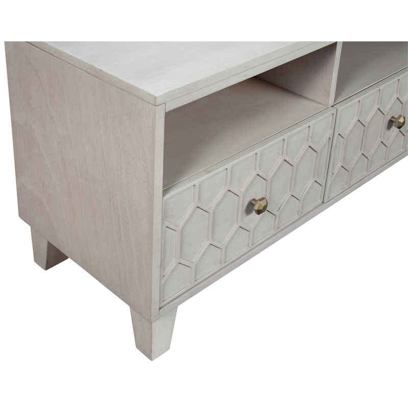 Origins by Alpine Denver Wood TV Console in Light Gray