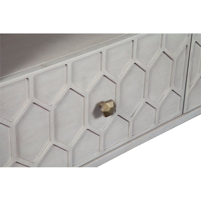Origins by Alpine Denver Wood TV Console in Light Gray