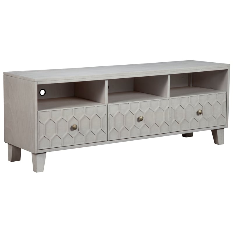 Origins by Alpine Denver Wood TV Console in Light Gray