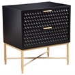 Origins by Alpine Black Pearl Two Drawer Wood Nightstand in Black