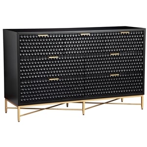 Origins by Alpine Black Pearl Seven Drawer Wood Dresser in Black