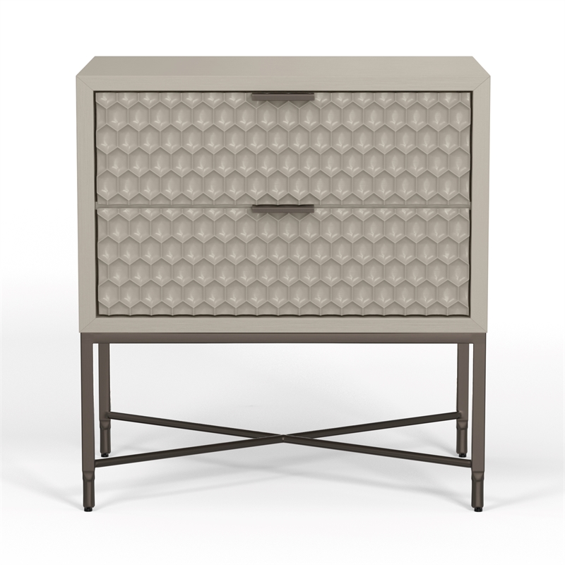 Origins by Alpine Milo 2 Drawer Nightstand in Taupe
