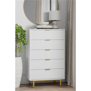 Origins by Alpine Casey 5 Drawer Chest in White