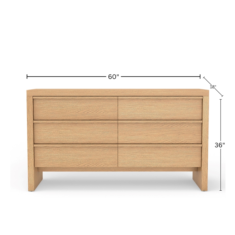 Origins by Alpine Flo Wood 6 Drawer Dresser - Natural