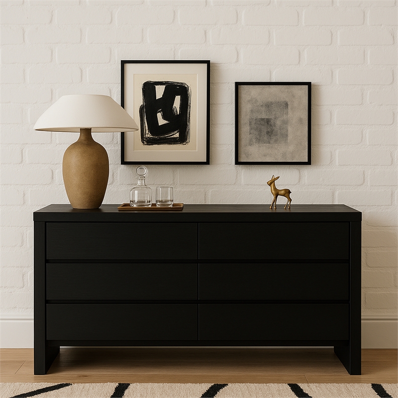 Origins by Alpine Flo Wood 6 Drawer Dresser - Black