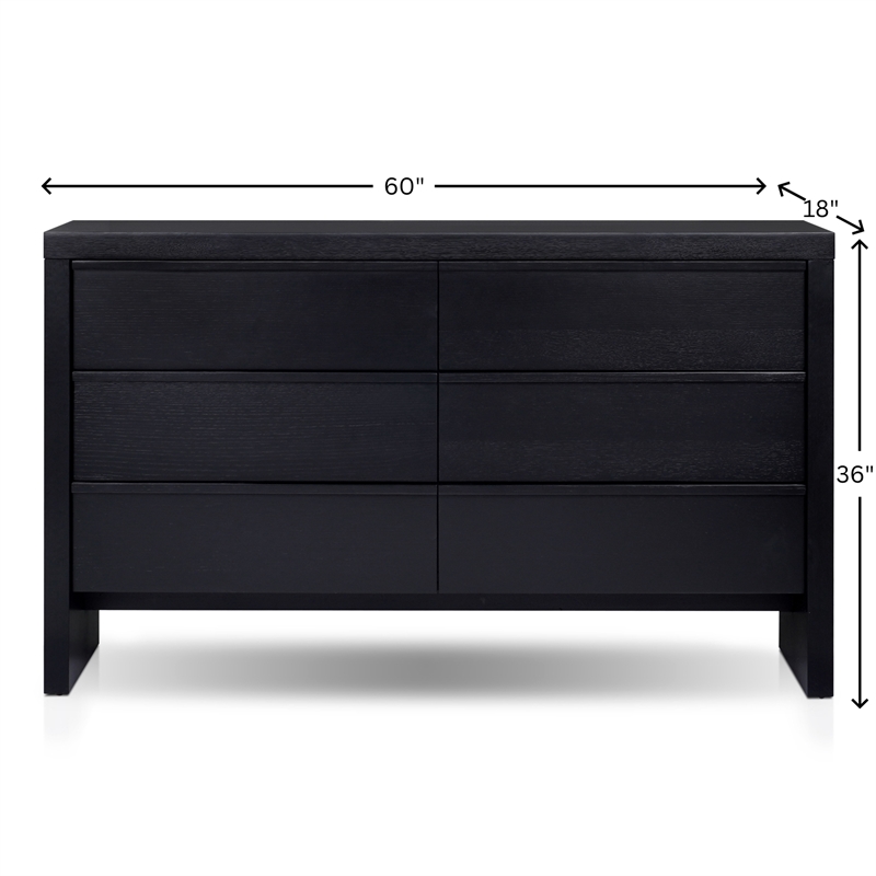 Origins by Alpine Flo Wood 6 Drawer Dresser - Black