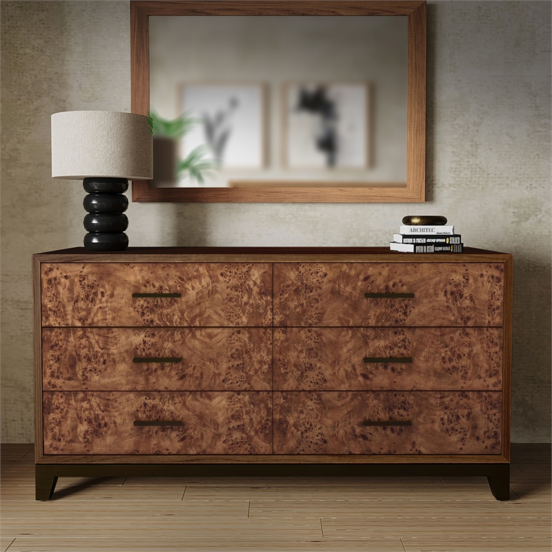 Origins by Alpine Owen Wood 6 Drawer Dresser - Walnut Brown