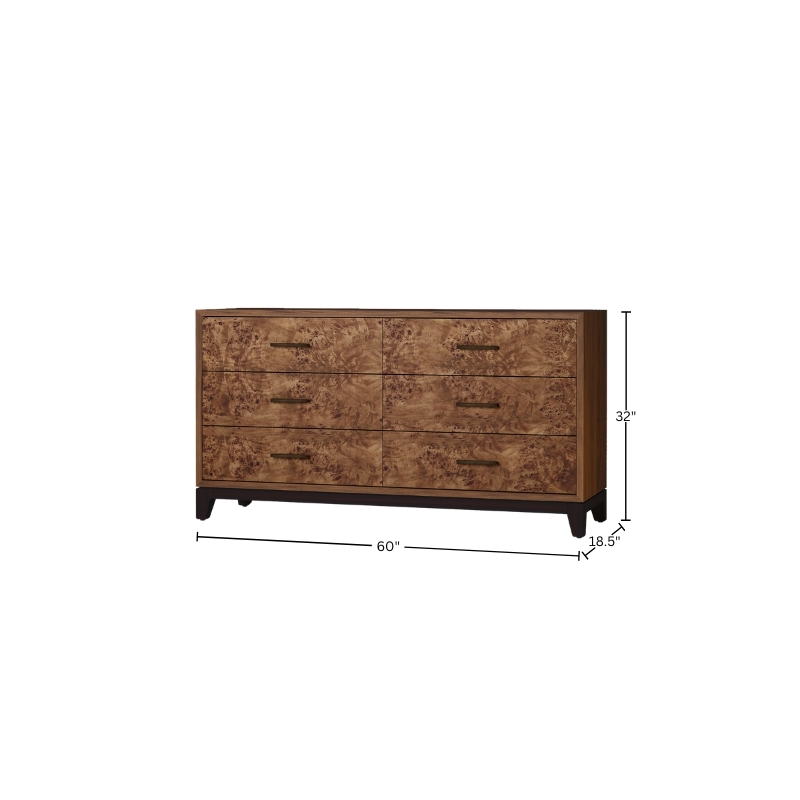 Origins by Alpine Owen Wood 6 Drawer Dresser - Walnut Brown