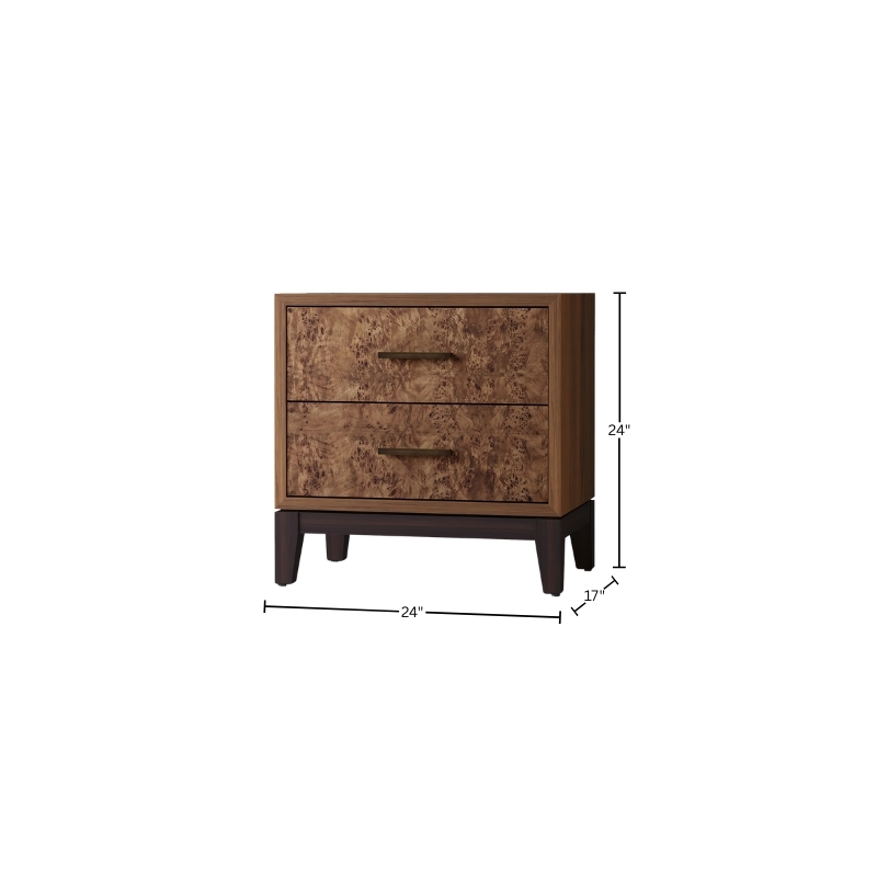 Origins by Alpine Owen 2 Drawer Nightstand - Walnut