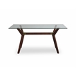 Unique Furniture Acacia Wood and Glass Top Home Office Desk in Walnut Stained