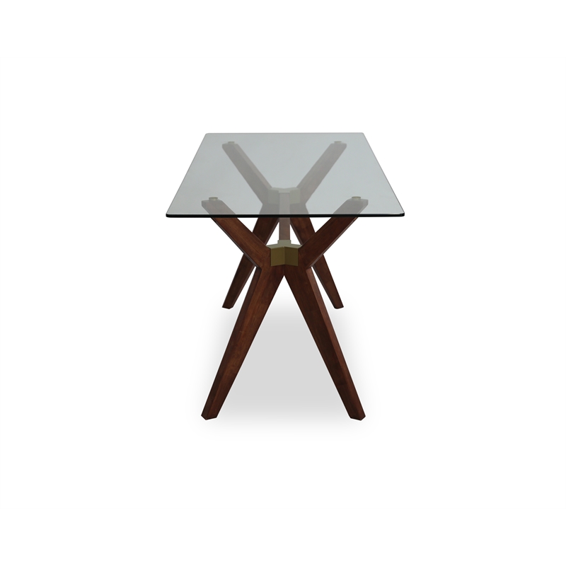 Unique Furniture Acacia Wood and Glass Top Home Office Desk in Walnut Stained