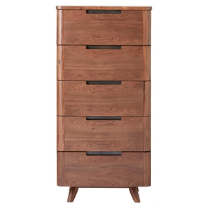 5-Drawer Contemporary Wood Dresser in Walnut