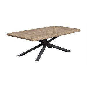 Unique Furniture 78&quot Engineered Wood and Steel Rectangular Dining Table in Gray