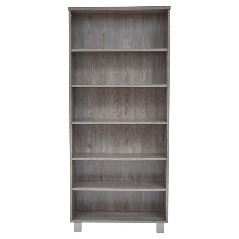 K101 Contemporary Bookcase with 6 Shelves in Gray