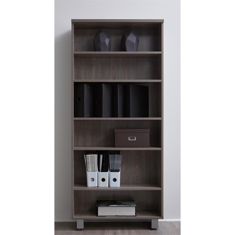 K101 Contemporary Bookcase with 6 Shelves in Gray