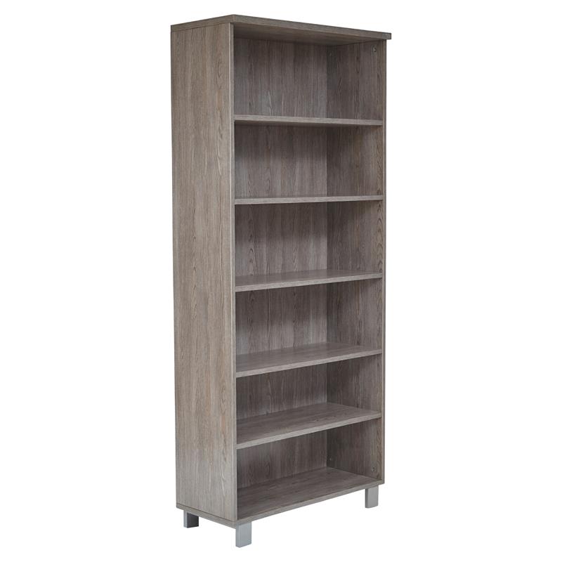 K101 Contemporary Bookcase with 6 Shelves in Gray