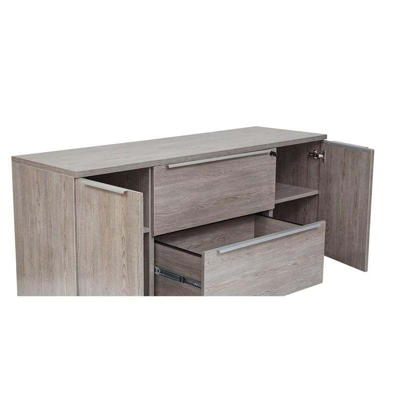 K123 Credenza with 2 Drawers and 2 Doors in Gray