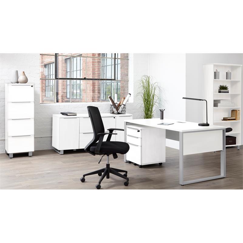 Contemporary Rectangular Wood Desk in White