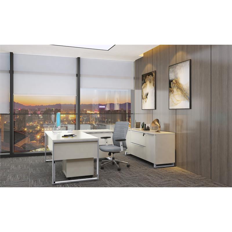 Contemporary Rectangular Wood Desk in White