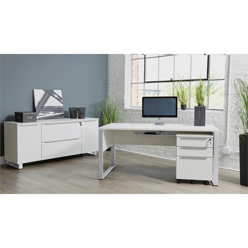 Contemporary Rectangular Wood Desk in White