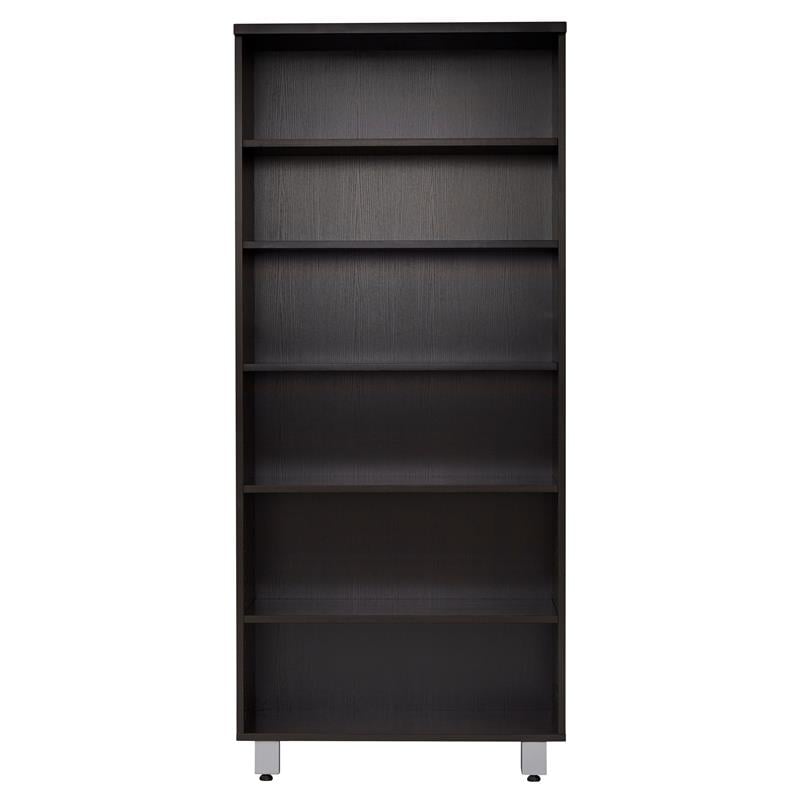 Contemporary Wood Bookcase with 6 Shelves in Espresso