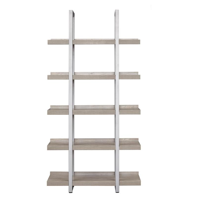 Contemporary Open Bookcase with 5 Shelves in Gray