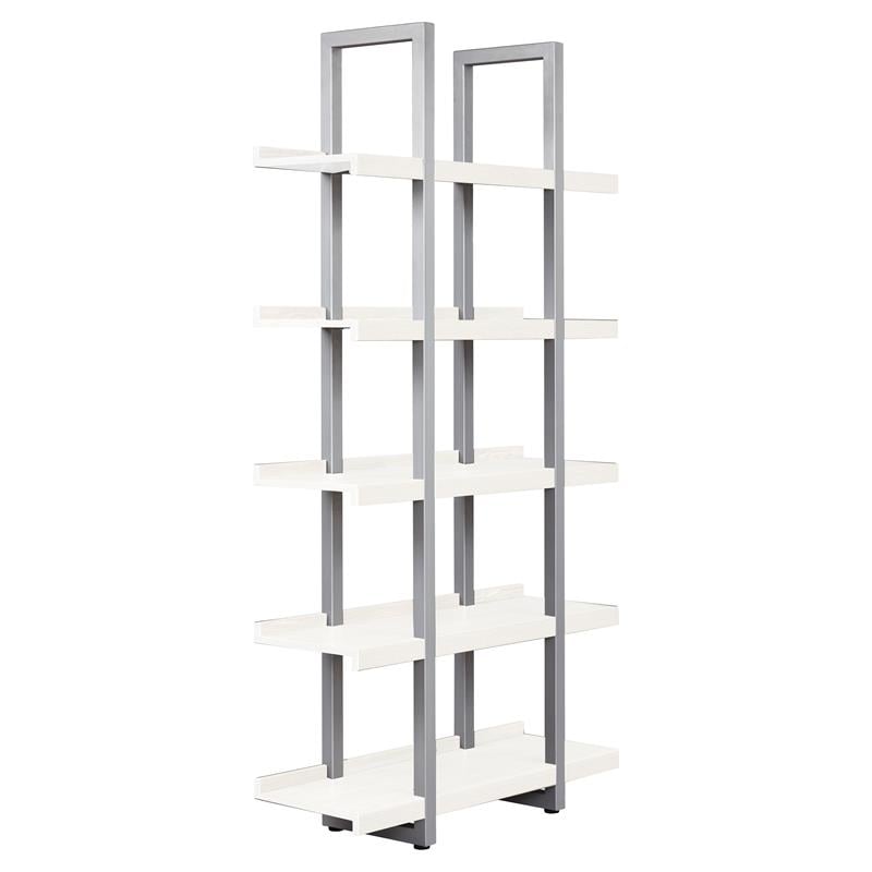 Contemporary Open Bookcase with 5 Shelves in White