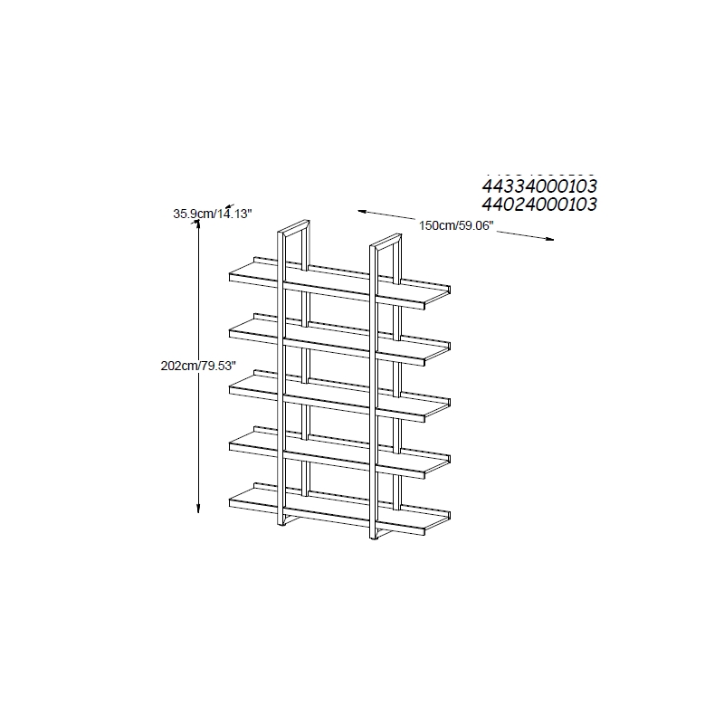 Contemporary Open Bookcase with 5 Shelves in Espresso