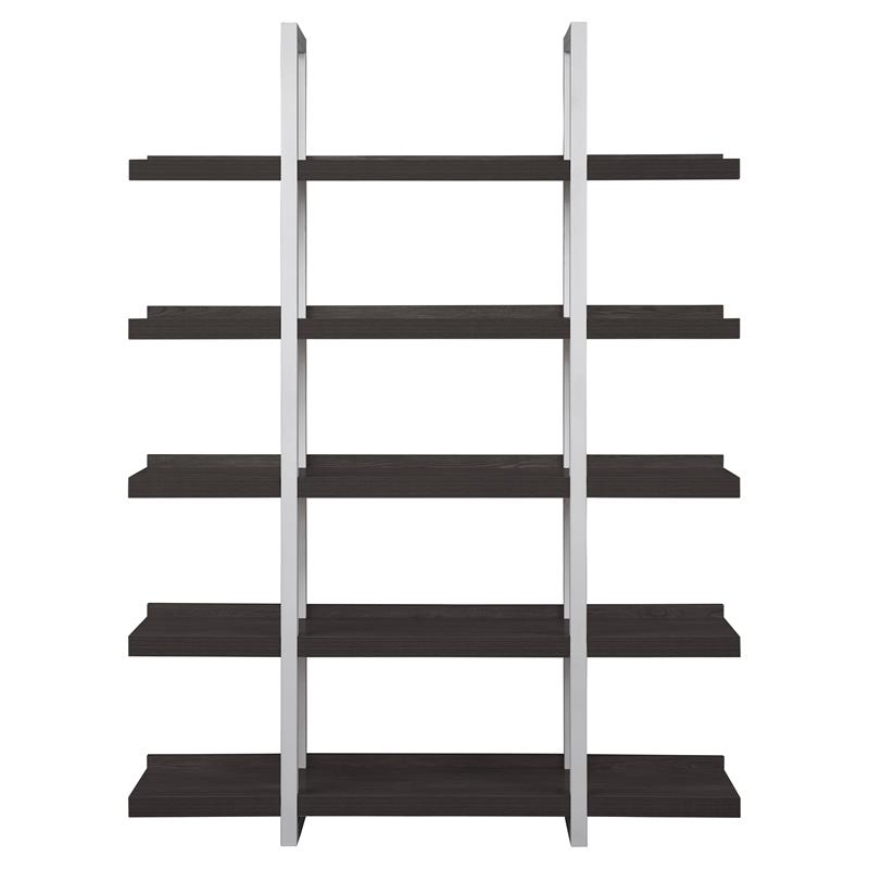 Contemporary Open Bookcase with 5 Shelves in Espresso