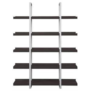 Contemporary Open Bookcase with 5 Shelves in Espresso
