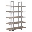 Contemporary Open Bookcase with 5 Shelves in Gray