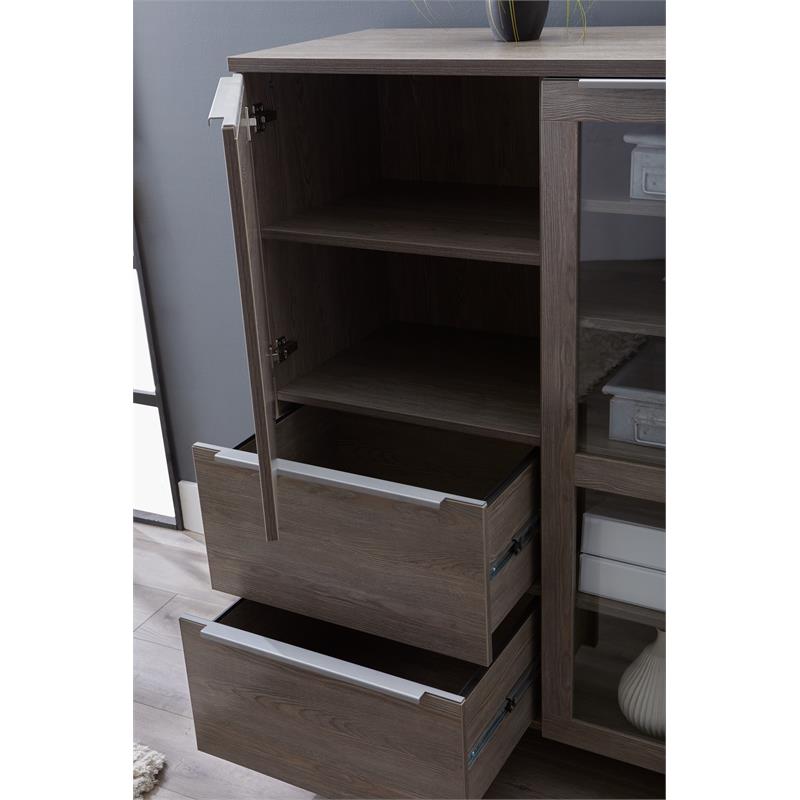 Contemporary Highboard With Doors in Gray