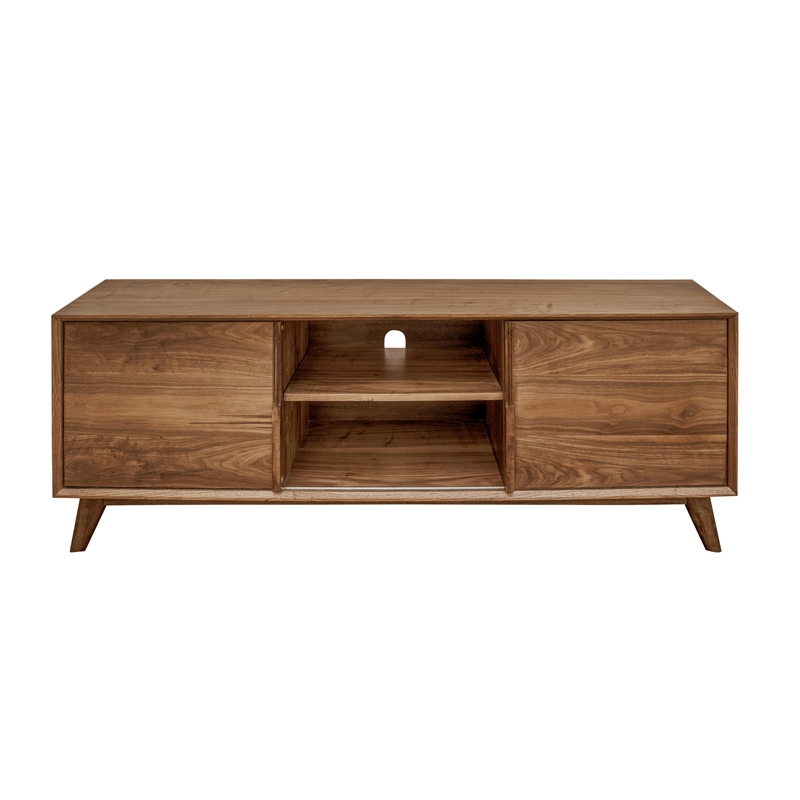 2-Door Mid-Century Wood Media Cabinet in Walnut
