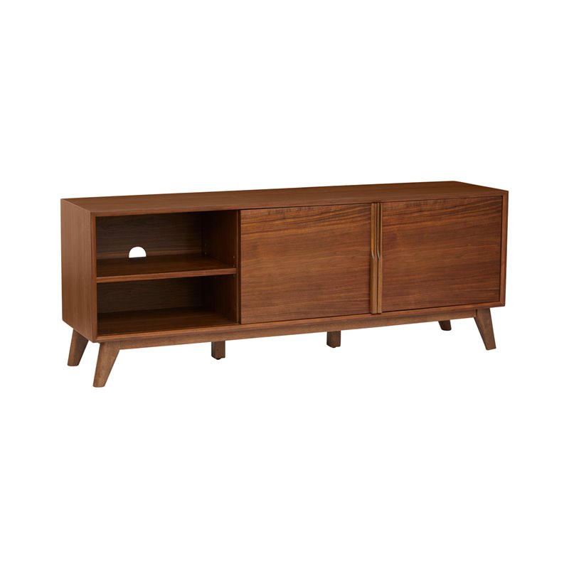 2-Door Mid-Century Wood Media Cabinet in Walnut