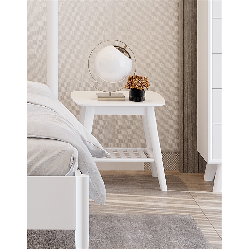Mid-Century Modern Night Stand - White