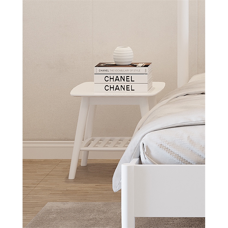 Mid-Century Modern Night Stand - White