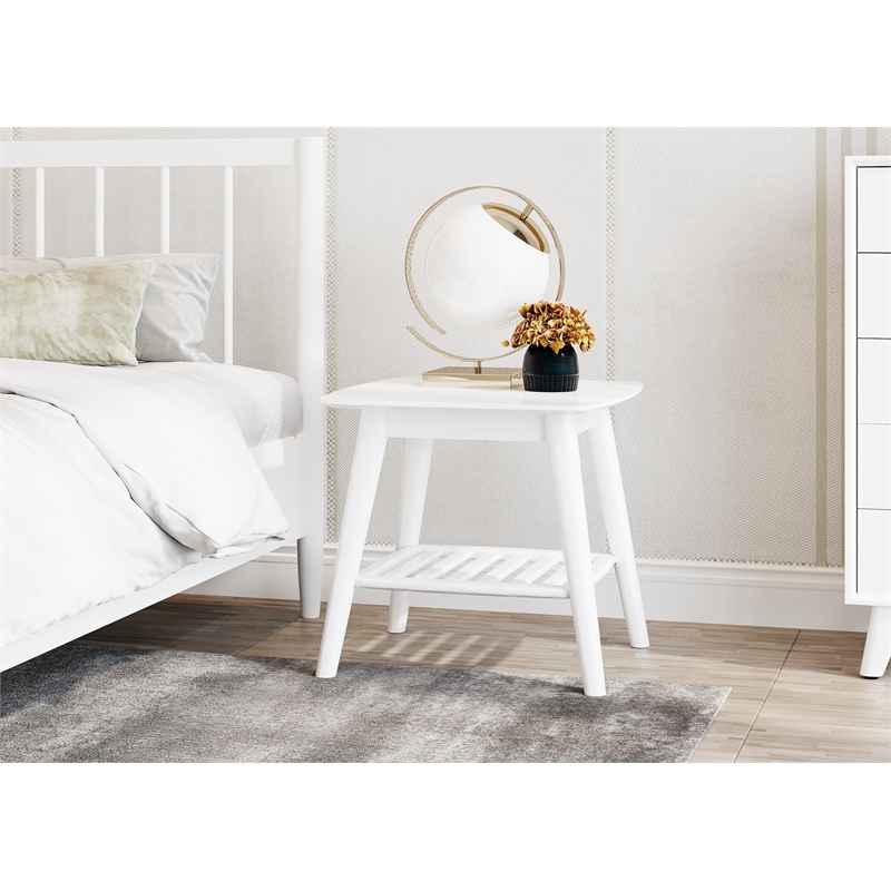 Mid-Century Modern Night Stand - White