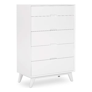 Mid-Century Modern High Chest - White