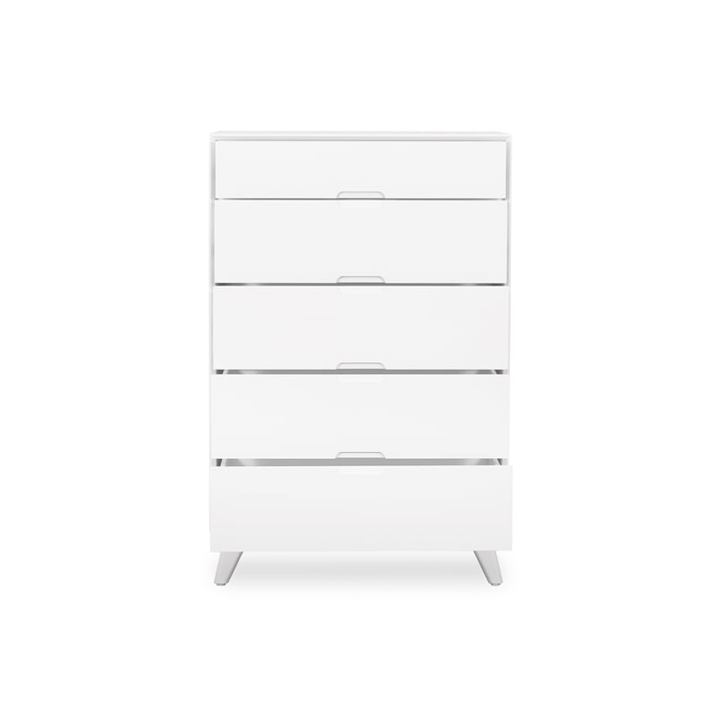 Mid-Century Modern High Chest - White